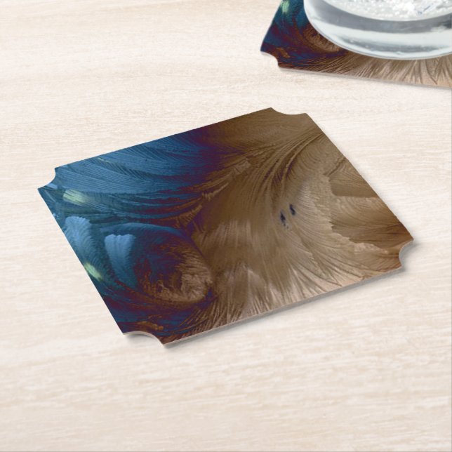 Golden Feathers Paper Coaster (Angled)