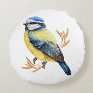 Golden Feathers Round Cushion