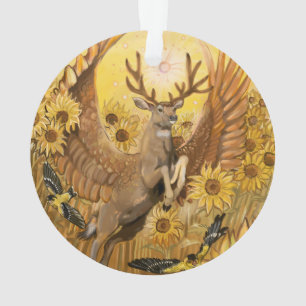 Golden Feilds Winged Mule Deer Ornament