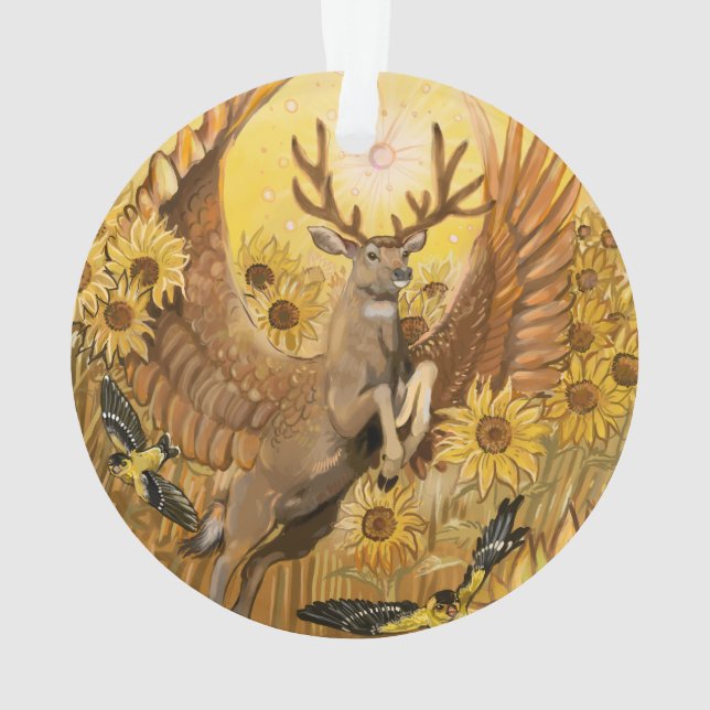 Golden Feilds Winged Mule Deer Ornament (Back)