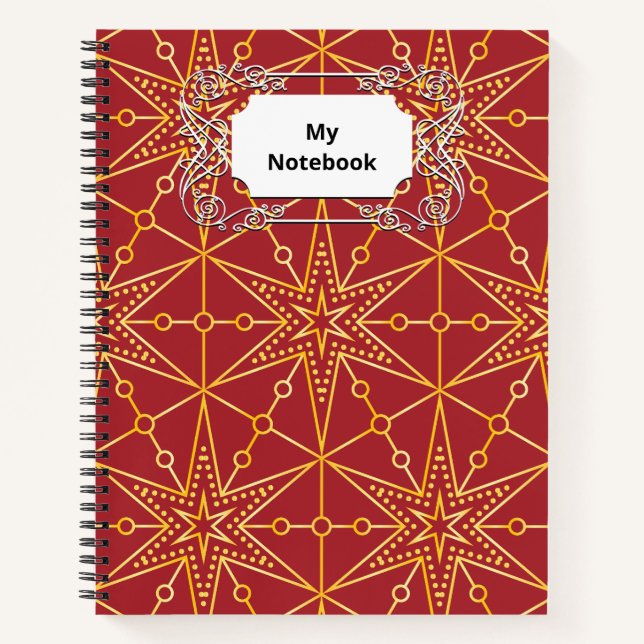 Golden Festive Starry Notebook (Front)
