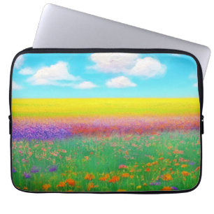 Golden Field of Flowers Laptop Case