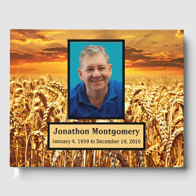 Golden Field of Wheat Farmer Memorial Guest Book (Front)