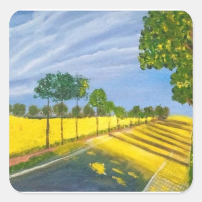Golden Fields and Path Square Sticker (Front)