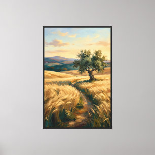 Golden Fields — Golden Wheat Portrait Painting Canvas Print