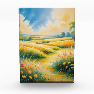 Golden Fields Under a Vibrant Sky Photo Block