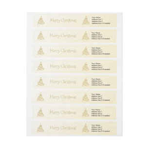 Golden Filigree Christmas Tree Return Address Wrap Around Label