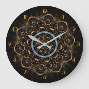 Golden Filigree Mandala Round Large Clock