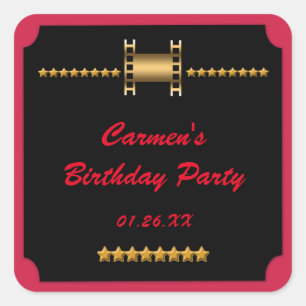 Golden Film Movie Cinema Birthday Party Sticker