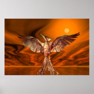 Golden Fire bird Poster