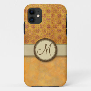 Golden Fire Coin Pattern with Monogram Case-Mate iPhone Case