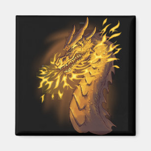 Golden Fire Dragon Magnet