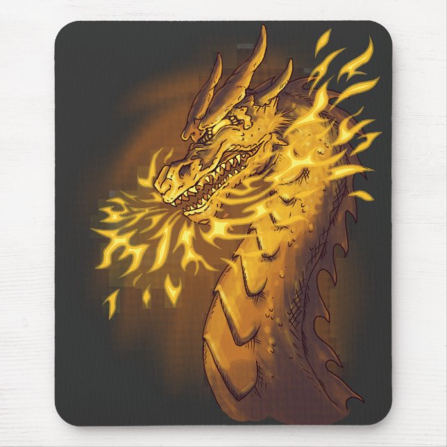 Golden Fire Dragon Mouse Pad (Front)
