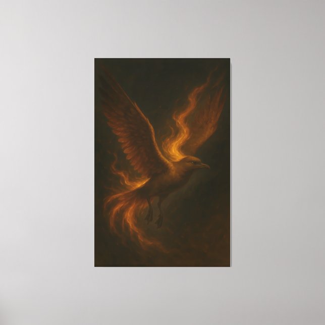 Golden Fire Phoenix • Luxury Fine Art Canvas Print (Front)