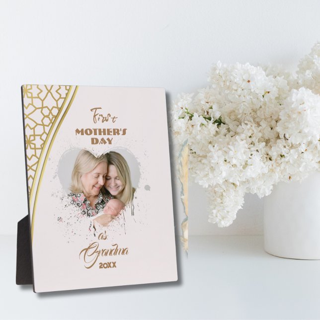 Golden First Mother's day as grandma Photo Plaque (Creator Uploaded)