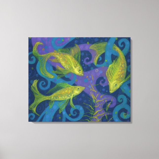 Golden Fish, Blue & Yellow, Underwater Canvas Print (Front)