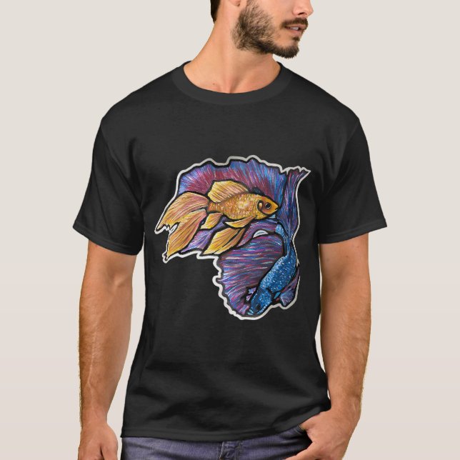 Golden Fish & Halfmoon Betta Fish 1 T-Shirt (Front)
