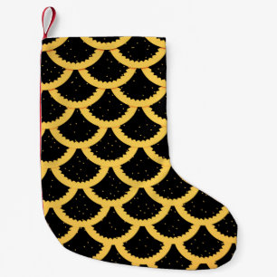 Golden fish scales pattern small christmas stocking