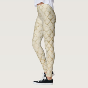 Golden Fish Scales Retro Grunge Mermaid Tail Sea Leggings