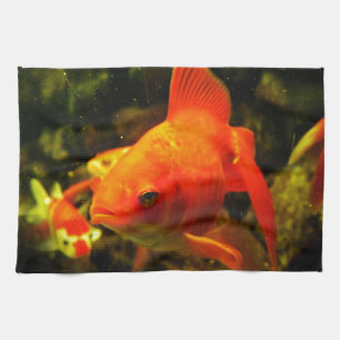 Golden fish tea towel
