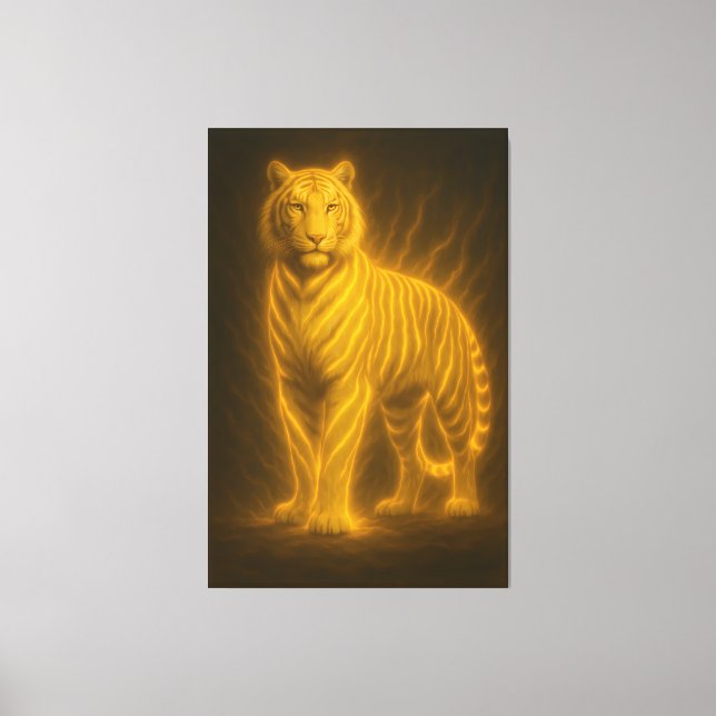 Golden Flame Tiger – Fantasy Art Painting Canvas Print (Front)