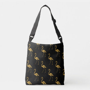 Golden Flamingo Black TP Crossbody Bag