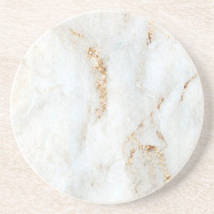 Golden Flecked White Marble Coaster