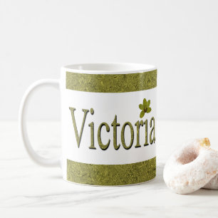 Golden Flecks Victoria Name Design, Coffee Mug