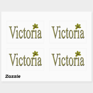 Golden Flecks Victoria Name Design, Rectangular Sticker