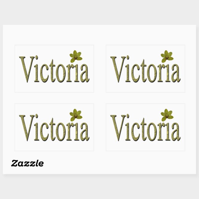 Golden Flecks Victoria Name Design, Rectangular Sticker (Sheet)