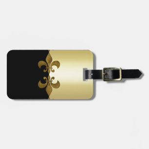 Golden Fleur-de-lis black golden custom monogram Luggage Tag