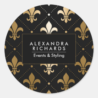 Golden Fleur-de-lis Classic Round Sticker