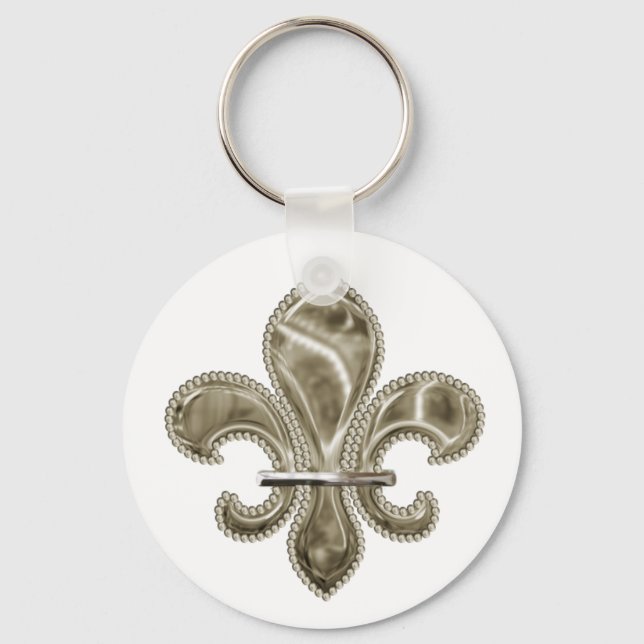 Golden Fleur de Lis Customisable Keychain (Front)