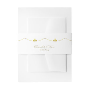Golden Fleur de Lis Invitation Belly Band
