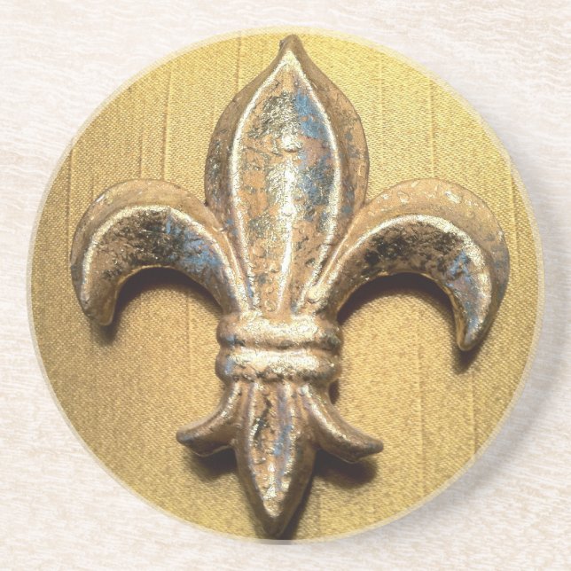 Golden Fleur de lis print Coaster (Front)