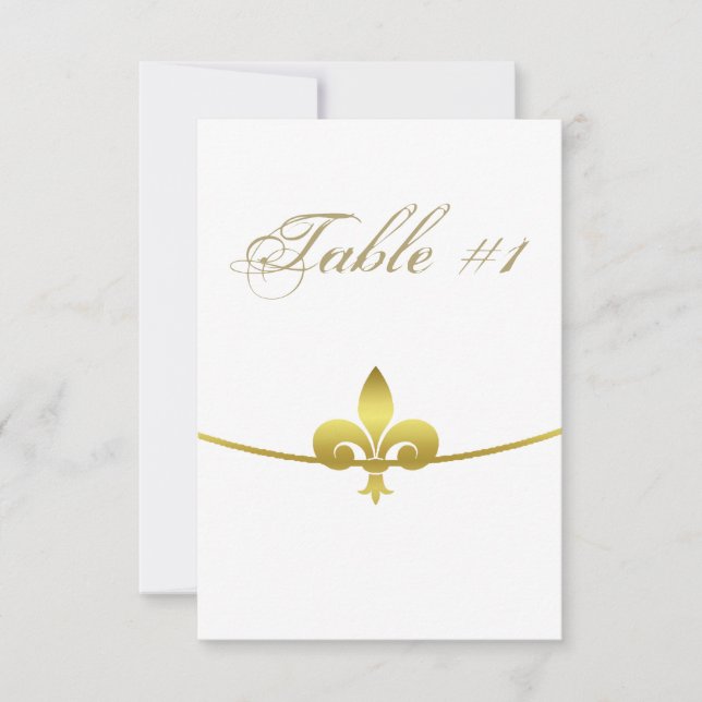 Golden Fleur de Lis Reception Table Card (Front)