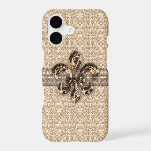 Golden Fleur De Lis with Cream Damask Pattern (Back)