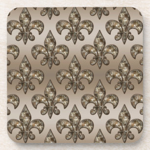 Golden Fleur-De-Lys Pattern Coaster