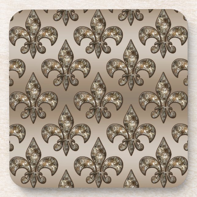 Golden Fleur-De-Lys Pattern Coaster (Front)