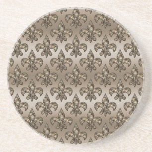 Golden Fleur-De-Lys Pattern Coaster