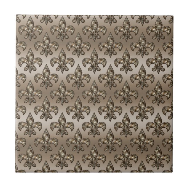 Golden Fleur-De-Lys Pattern Tile (Front)
