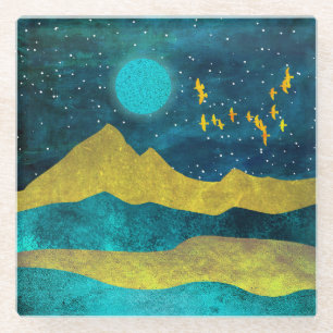 Golden Flock Glass Coaster