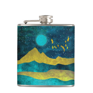 Golden Flock Hip Flask