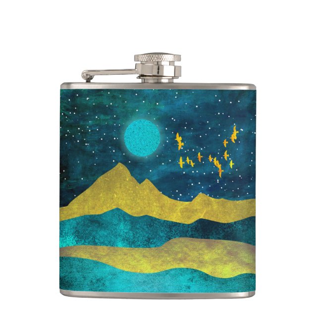 Golden Flock Hip Flask (Front)