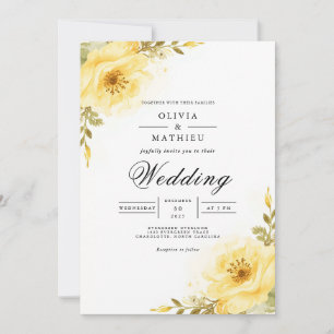 Golden Floral Accent Flourish Wedding Invitation