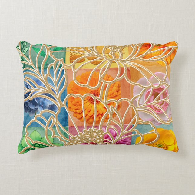 Golden Floral accent  Pillow  (Front)