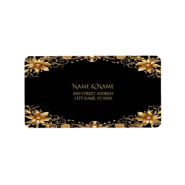 Golden Floral Address Label (Front)