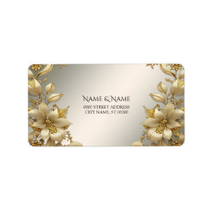 Golden Floral Address Label
