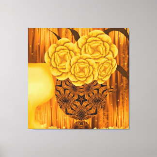 Golden Floral Arrangement Canvas Print