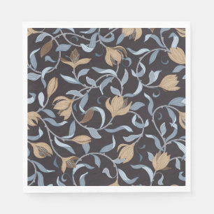 Golden Floral Arts and Crafts Inspired Napkin